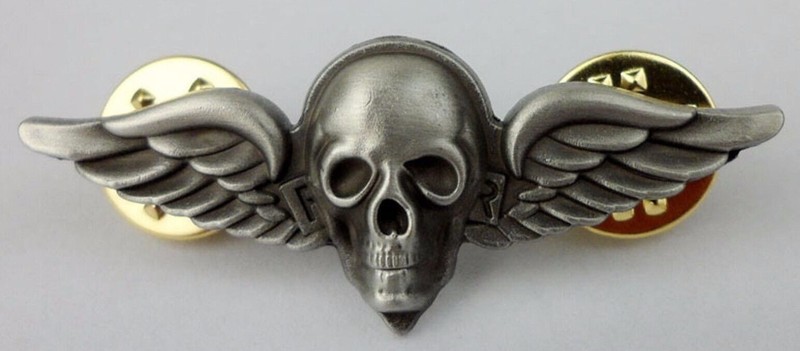 Repro WW2 AIRBORNE Death's Head Skull Wings Paratrooper Us Army Service Pinback