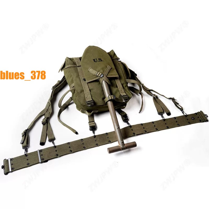 Replica WW2 US M1945 Tactial Military Backpack Belt Set Army Green Haversack Bag