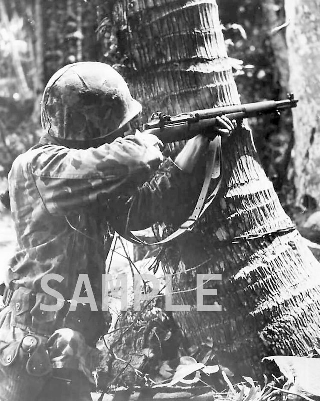 Marine with M1 Rifle on Bougainville World War II WW2 WWII 8×10 Photo 59c