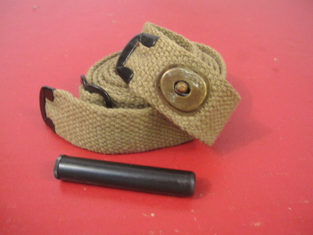 WWII US GI M1 Carbine C-Tip Khaki Canvas Sling w/Oiler Dated 1943 - Reproduction