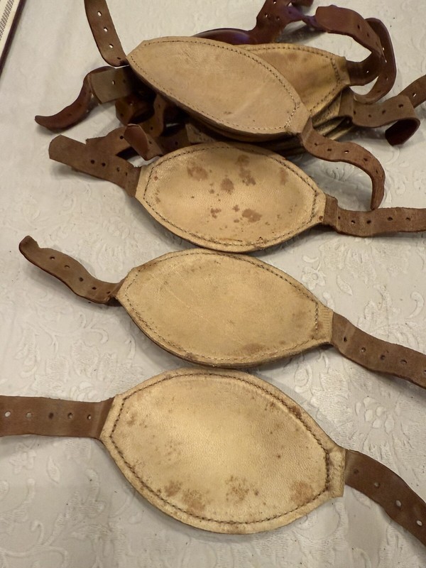 WW2 Leather Paratrooper Helmet chin Cup Chamois Lined Repo Shown For Comparison gallery