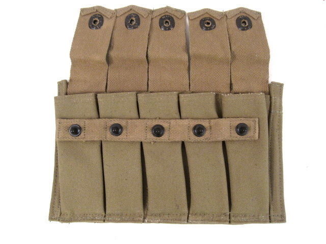 WWII Era US Army Thompson Canvas Pouch for 20rd .45acp Magazines - Reproduction gallery