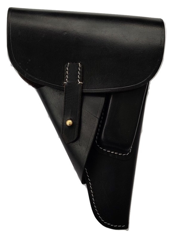 German WWII P38 Softshell Black Leather Holster (Repro) "MARKED"