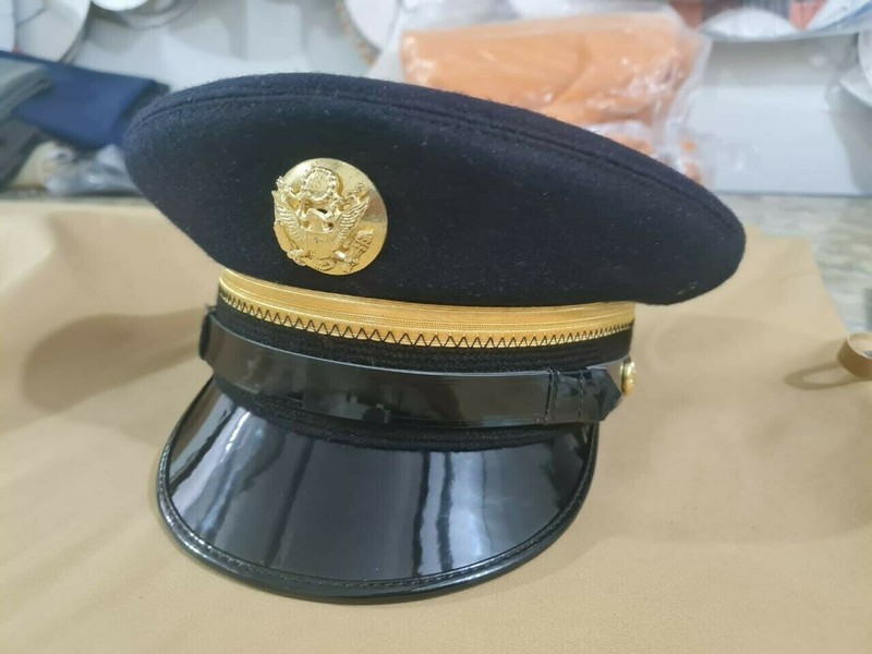 WWII U.S. Army Fur Felt Enlisted Dress Blue Service Cap Hat gallery