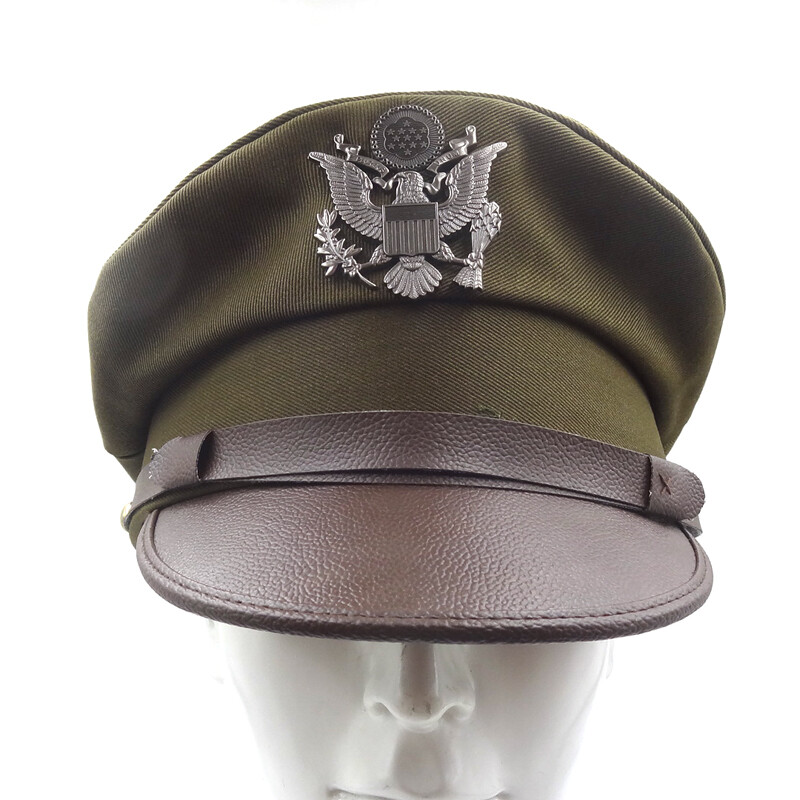 WW2 US Army Air Corps Officer Crusher Hat Military Cap & Grey Eagle Badge M