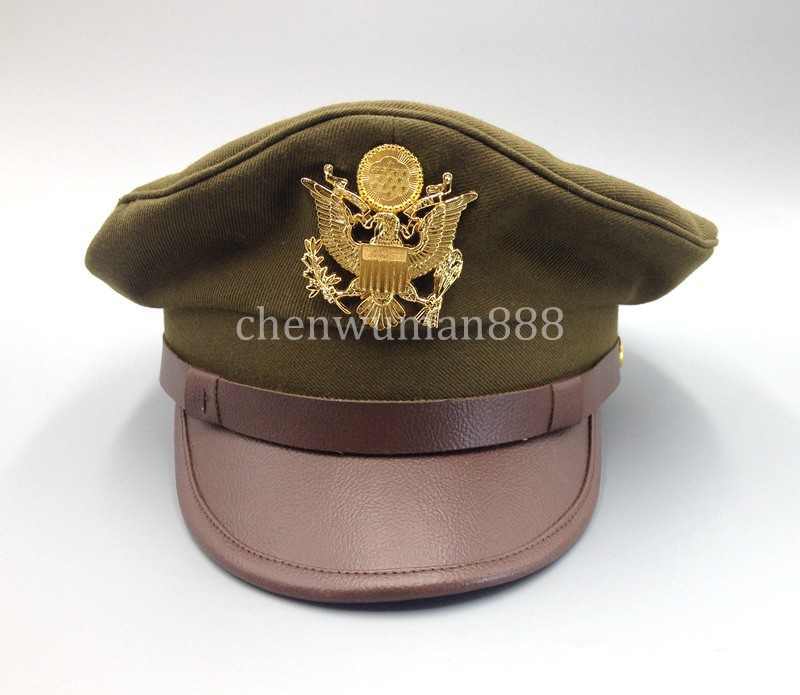 US ARMY AIR CORPS FORCE MILITARY HAT OFFICER WIDE BRIM EAGLE BADGE HAT CAP -XL gallery