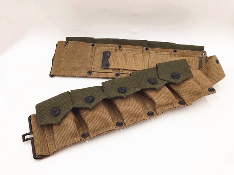 WWII US ARMY M-1923 CARTRIDGE SOLDIER Outdoor Military EQUIPMENT 10 POUCH BELT gallery