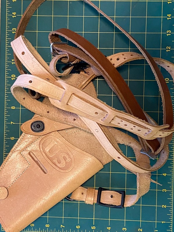 US 1911 Pistol 0.45 ACP Tanker Shoulder Holster Genuine Natural Leather WWII New gallery