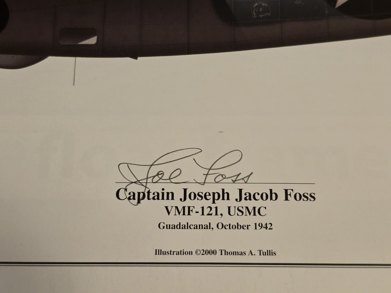Signed Joe Foss F4F Wildcat Print #410/500 – VMF-121 USMC Guadalcanal w/ COA gallery