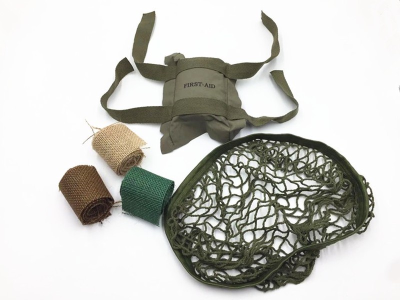 WW2 American Soldier Net Cover First Aid Kit Linen Strip Decorated SET(NO HELMET