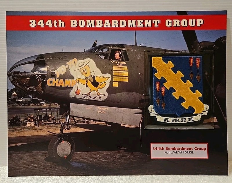 WWII Emblems Of Air War Patch 344th Bombardment Group “We Win Or Die”