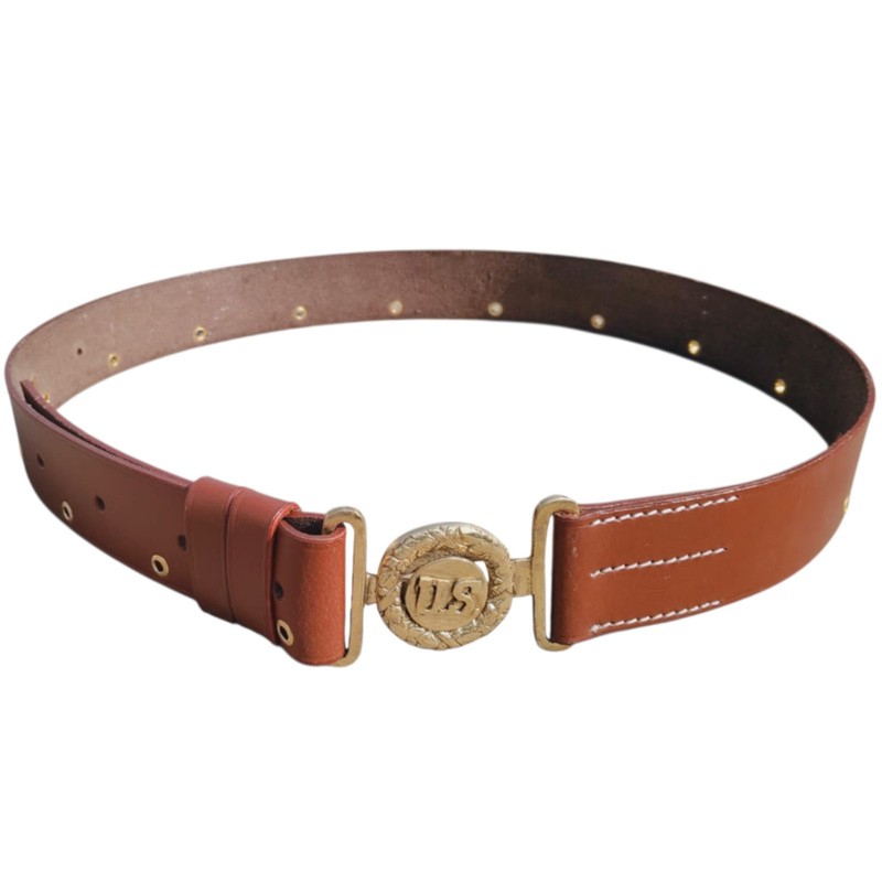 U.S. Officer Leather Belt Reproduction with U.S. Brass TAN