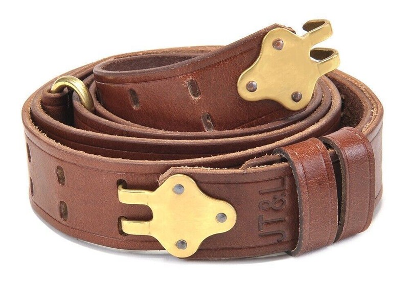 M1907 Leather Rifle Sling M1 GARAND SPRINGFIELD Premium Drum Dyed Leather JT&L
