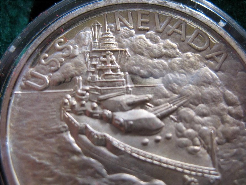 1+.OZ.999 RARE SILVER COIN WWII DEC 7 1941 PEARL HARBOR + GOLD USS NEVADA