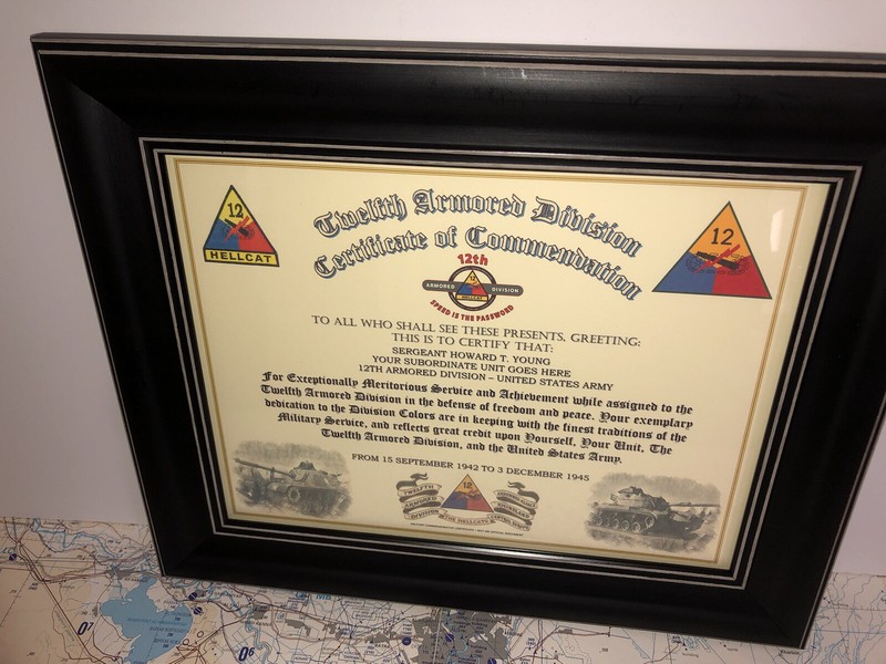 12TH ARMORED DIVISION / COMMEMORATIVE – CERTIFICATE OF COMMENDATION