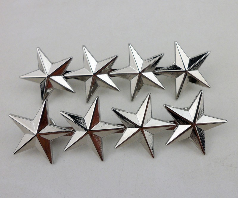 Silver US Military Officers Four Star Shoulder Rank Badge Pins Insignia