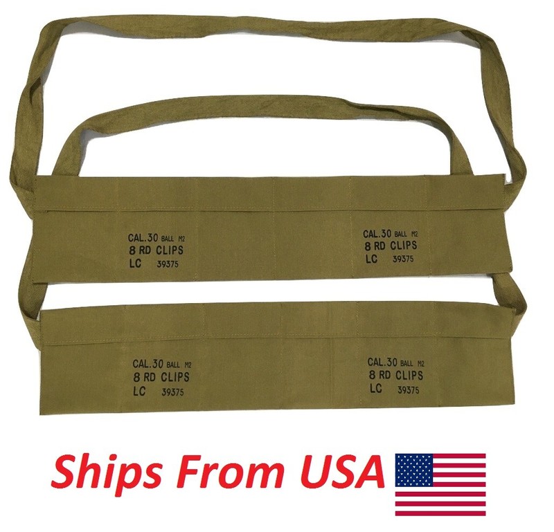 (Pack of 2) WWII US Army Cotton Cloth Bandolier-US Olive Color