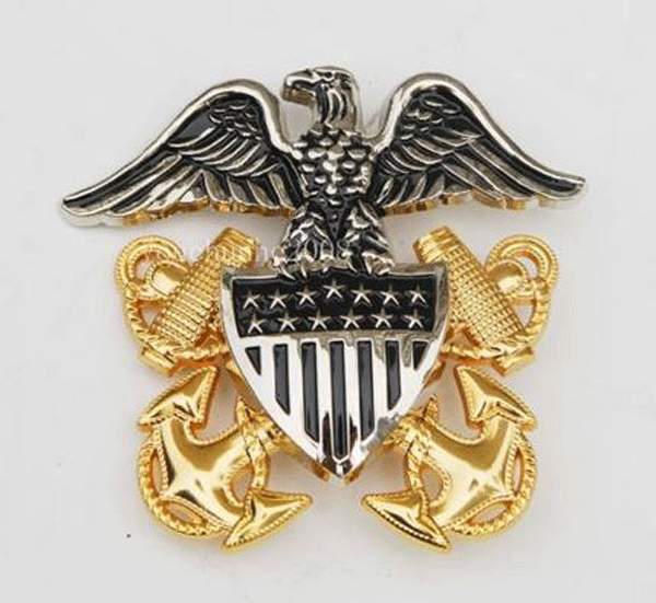 WW2 USN US Navy Officer Hat Cap Badge Military Medal Collectibles