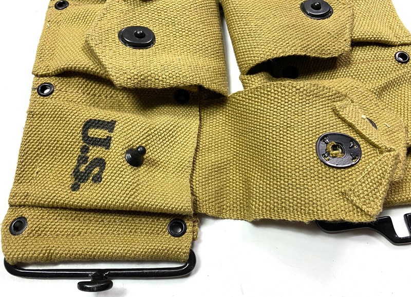 WWII US M1 GARAND RIFLE 10 POCKET AMMO BELT OD#3 KHAKI gallery