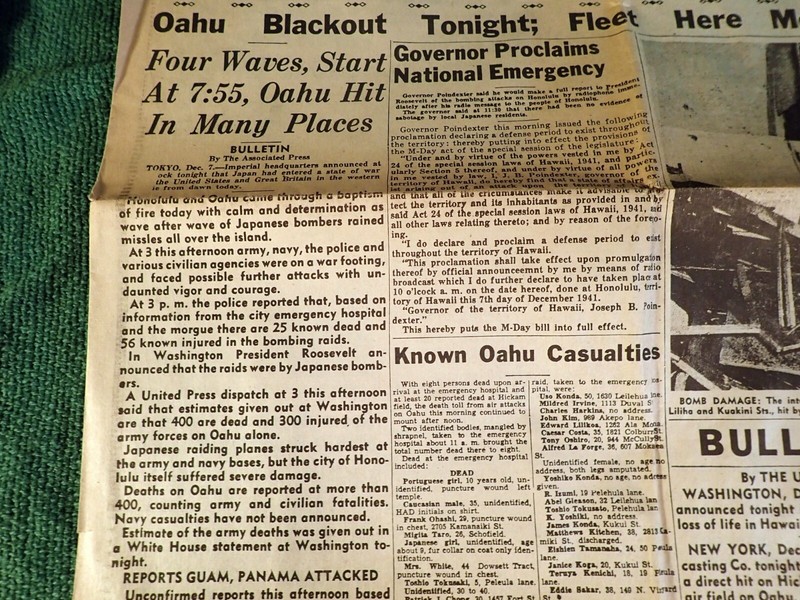 2 REISSUE WWII NEWSPAPERS- PEARL HARBOR ATTACK! HONOLULU STAR BULLETIN 12/7/1941 gallery