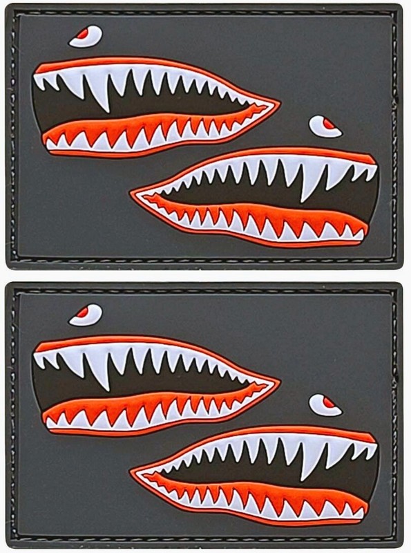 WWII Flying Tigers P-40 Warhawk PVC RUBBER PATCH | 2PC Hook Backing 3″x2″