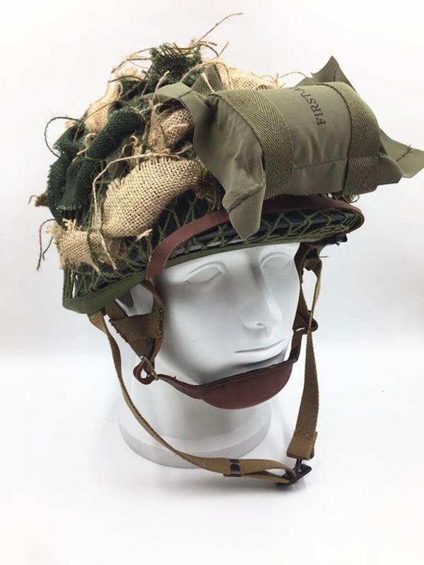 WW2 US ARMY AIRBORNE M1C helmet HELMETT CAMOUFLAGE NET SUIT