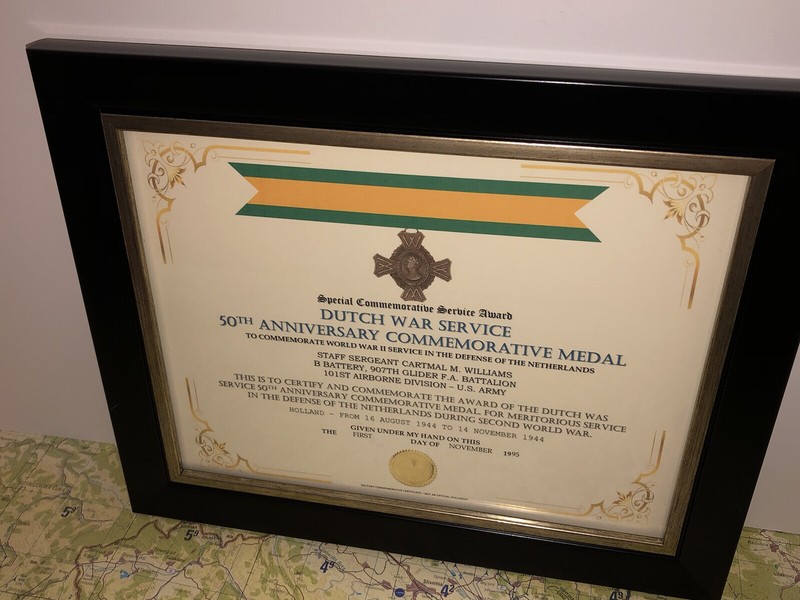 SCSA - DUTCH WAR SERVICE 50TH ANNIVERSARY COMMEMORATIVE CERTIFICATE ~ Type 1
