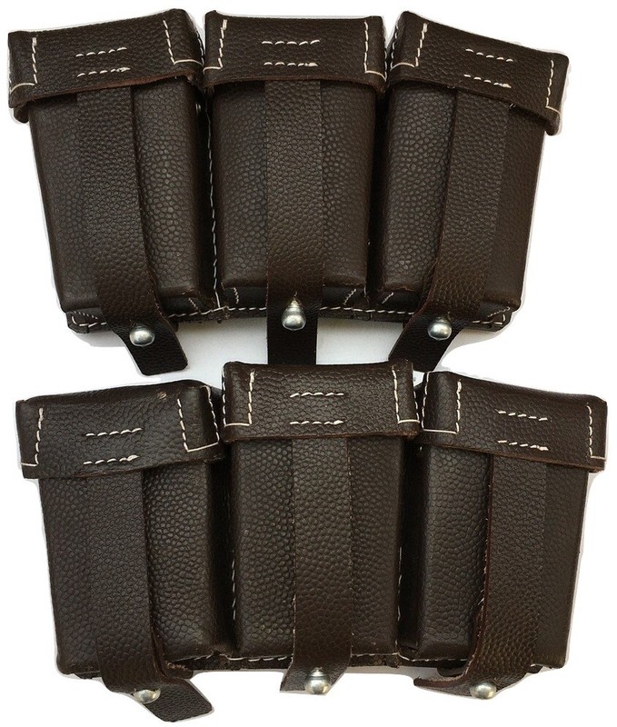 WWII German K98 98K TRIPLE AMMO LEATHER POUCH (Repro) -COMBO OF K98 SLING gallery
