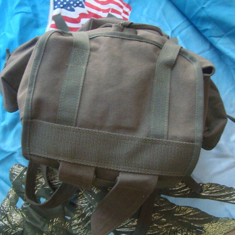 VIETNAM WAR US ARMY HAVERSACK CANVAS FIELD BAG ARMY BACKPACK LARGE GREEN POUCH gallery