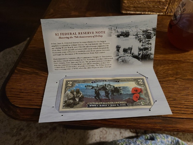 WORLD WAR II * IWO JIMA * Colorized U.S. $2 Bill WWII