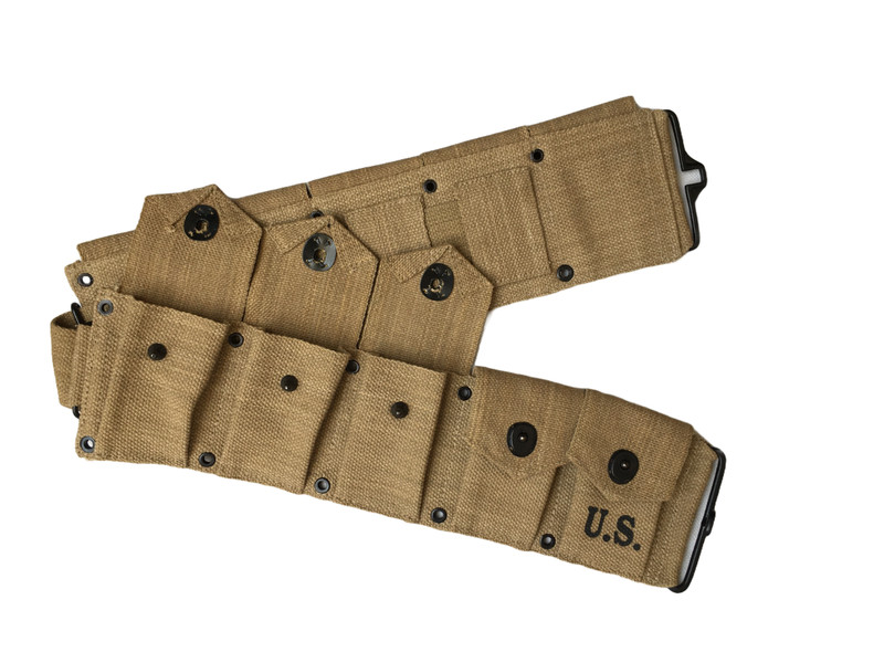U.S. Army WWII Springfield M1 Garand 10 Pocket Canvas Ammunition Belt-KHAKI gallery