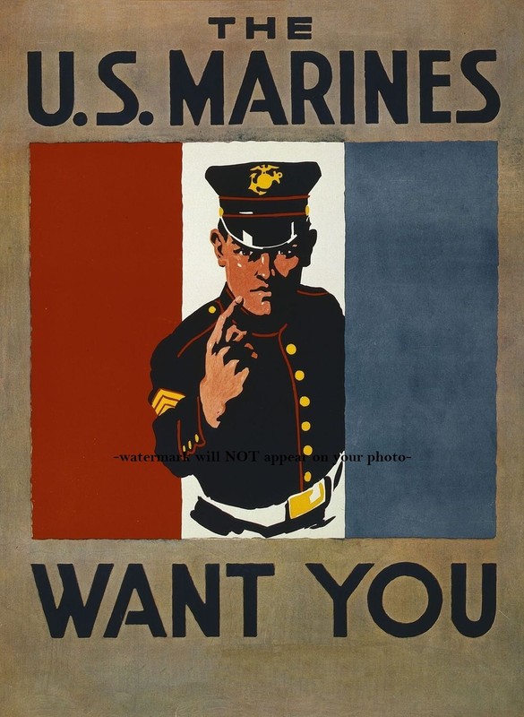 US Marines Recruitment Poster PHOTO WWII USMC Marine Corps Recruiter gallery