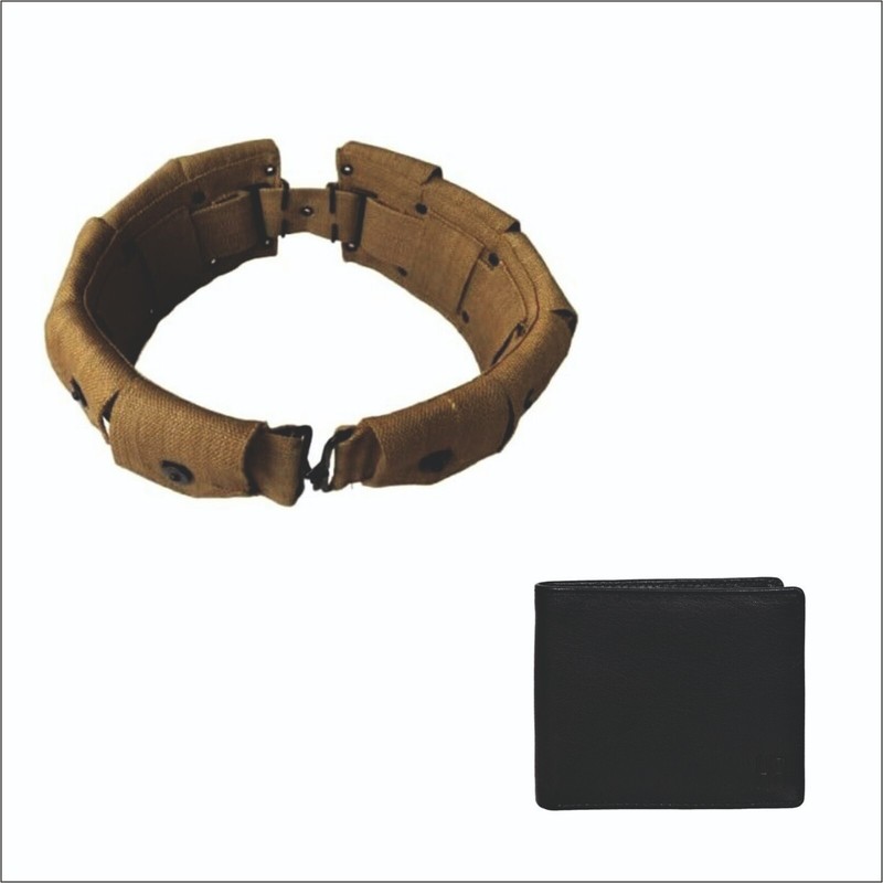 U.S. M1923 M1 Garand Cartridge 10 Pocket Canvas Belt Khaki witth wallet combo gallery