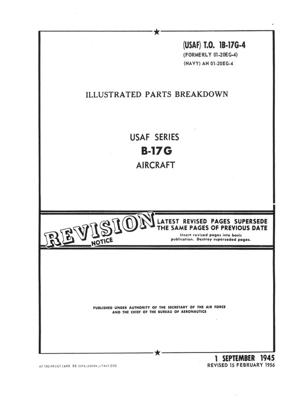 REPRINT B-17G ILLUSTRATED PARTS BREAKDOWN WWII B-17 450p 1945