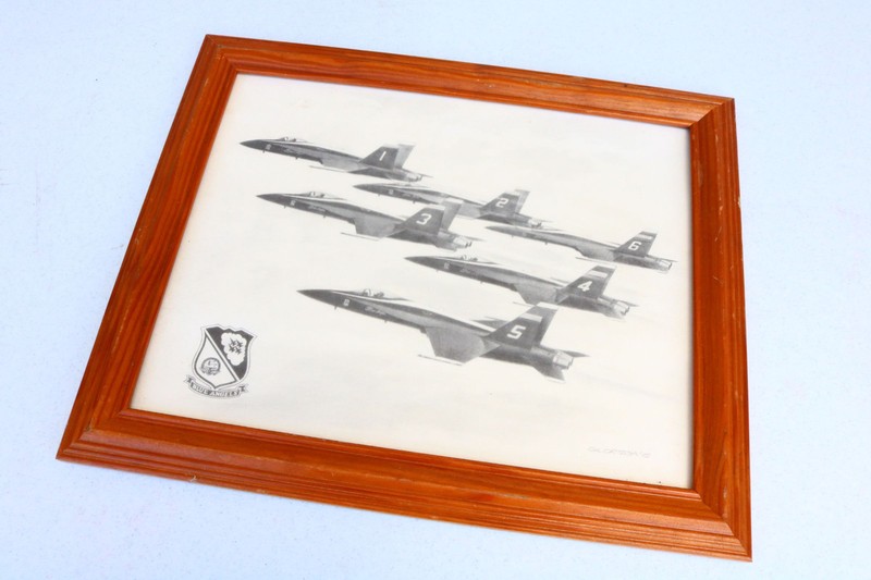 GIL ORTEGA PRINT SIGNED Blue Angels Military Aircraft Framed Matte Fighter HB