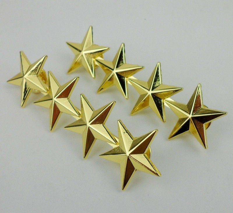 WWII WW2 A Pair Of US Army Officer 4 Stars General Rank Badges Pin Gold – US279