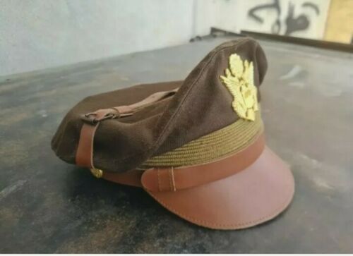 Hat Cap Kepi -US Army Aircorps Military Officers Pilots OD Visor Crusher Hat Cap